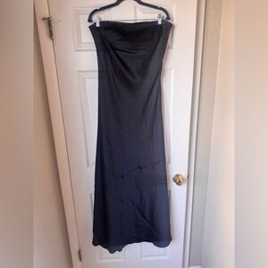 Black satin strapless bridesmaid/ formal dress